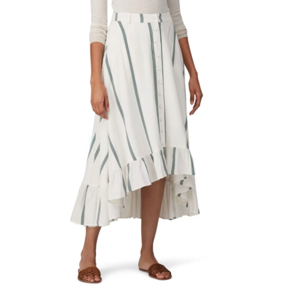 SANCIA striped high-low midi skirt